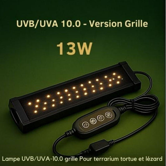 10.0|13 W Type Grille Lampe UVB 10.0 grille | Pour terrarium tortue et lézard