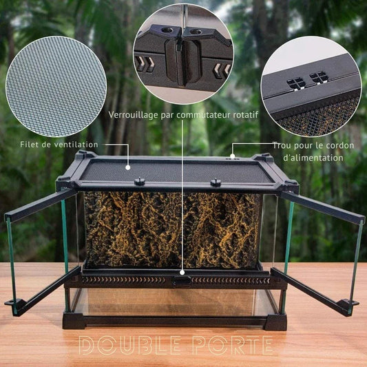 Terrarium 30×20×20 verre trempé | Pour gecko et lézards